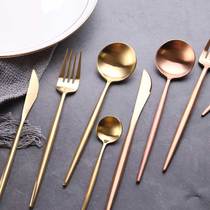 304 stainless steel knife fork spoon chopsticks Net red set ins Wind Western food set household steak knife and fork