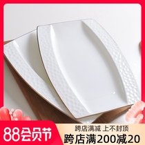Jingdezhen creative Japanese cooking plate personality Phnom Penh pure white ceramic household fish plate large steamed fish plate plate