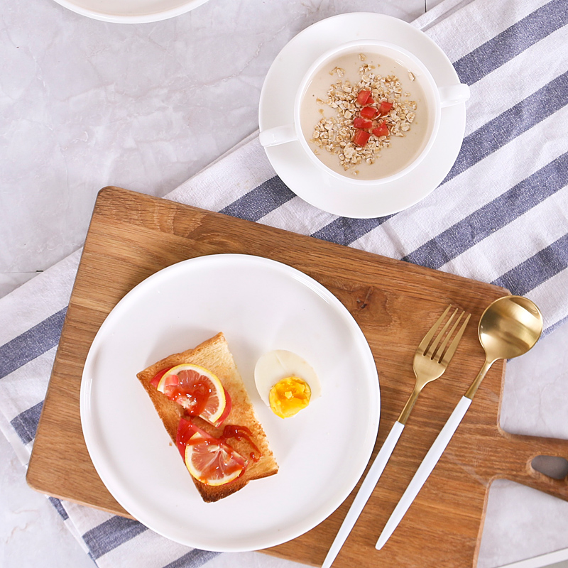 Contracted good Nordic steak ceramic pure white household American plate steak dinner plate plate characteristics