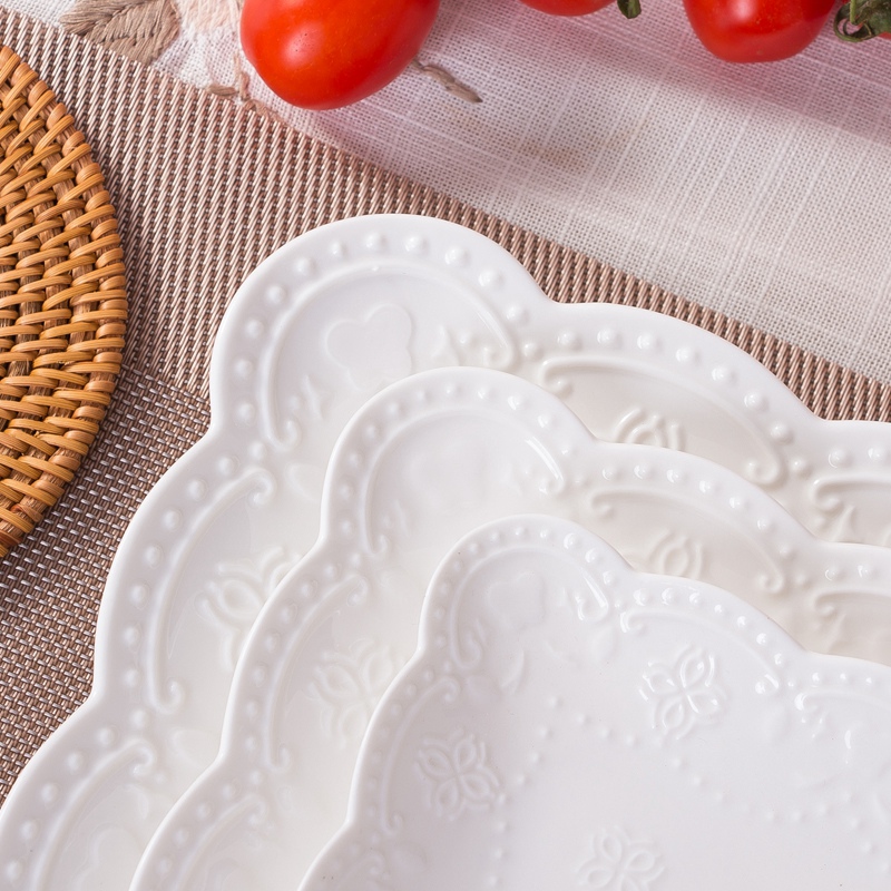 Jingdezhen domestic creative ipads porcelain butterfly embossed flat west steak plate 0 suit the square ceramic tableware