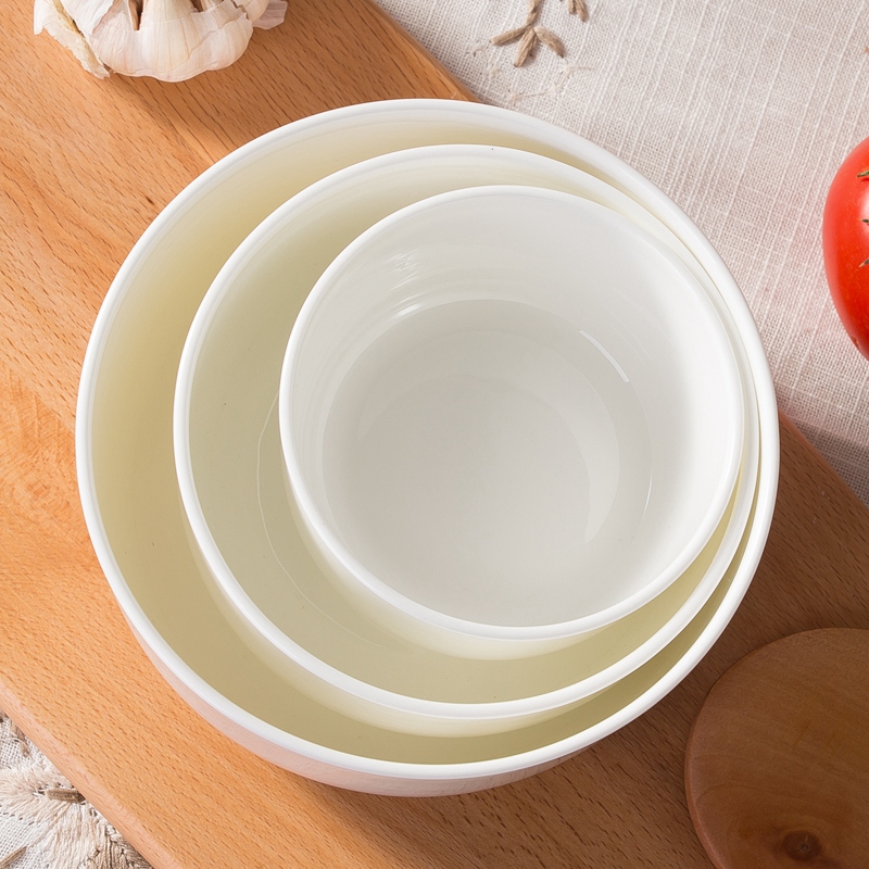 Pure white ipads China microwave oven for preservation bowl of three - piece of fruit with tureen ceramic sealing bowl students home