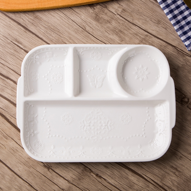 Creative ceramic Japanese means snack plate household one adult food tableware children rectangle separated dinner plates