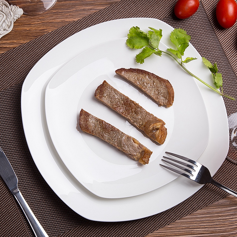 Household steak Japanese pure white ipads China plates plate dinner plate ceramic 10 inch square new dishes