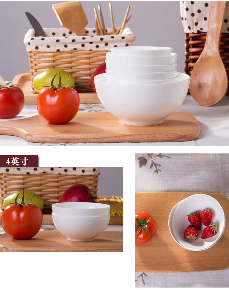 Nhà trắng tinh khiết Jingdezhen xương bộ đồ ăn Trung Quốc bữa ăn tối bát gốm bát bát lớn bát mì bát bát bát lớn bát đĩa giấy dùng 1 lần