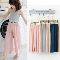 Girl Anti-mosquito Pants Children Broadlegged Pants Tide Summer Thin children Pants Women Foreign Air Baby Trendy Snow Spinning Straight Drum Pants