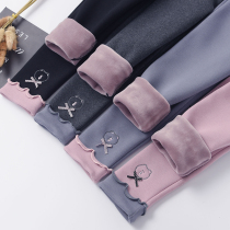 Girl Glint Thickened Punch Bottom Pants Autumn Winter Children Integrated Suede Woman Baby Warm Long Pants Foreign Air Pure Cotton Outwear