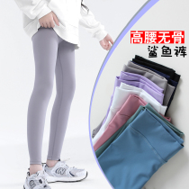 Girl Shark Pants Spring Autumn Thin Outer Wear Foreign Air Children Sports Underpants CUHK Children High Waist Barbie Yoga Pants