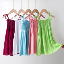 Girls hanging band Skirt Summer Thin foreign air Liandress Children princess Beach dress Children Baby Miandress Korean version
