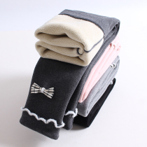 Girl Gardown beating bottom pants thickened integrated suede Children warm pants Autumn Winter outside wearing mid-and-baby baby long pants