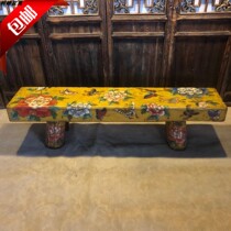 New Chinese furniturePine furnitureSolid wood benchPainted benchPainted benchLow stoolChange shoe stoolOutdoor stool