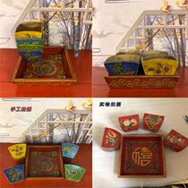 Decoration custom solid wood fruit plate desktop storage dried fruit box wedding feng shui ornaments crafts Yuanbao bucket Shengzi