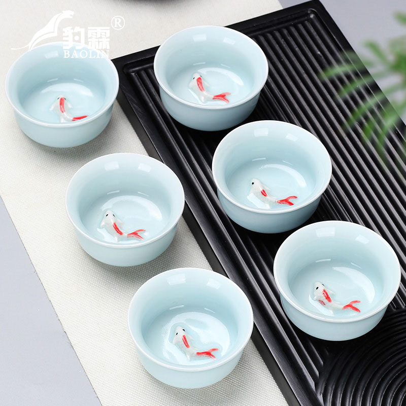 Little brother your up up kungfu tea ceramic cups, teapots home a single master sample tea cup purple sand cup blue and white porcelain