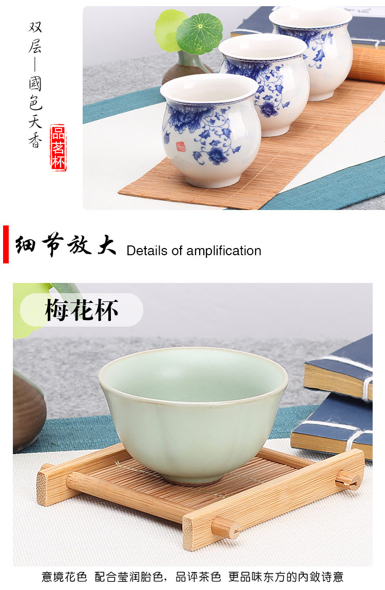 Leopard lam, kung fu small ceramic cups of tea light bowl home a single master sample tea cup purple sand cup blue and white porcelain tea