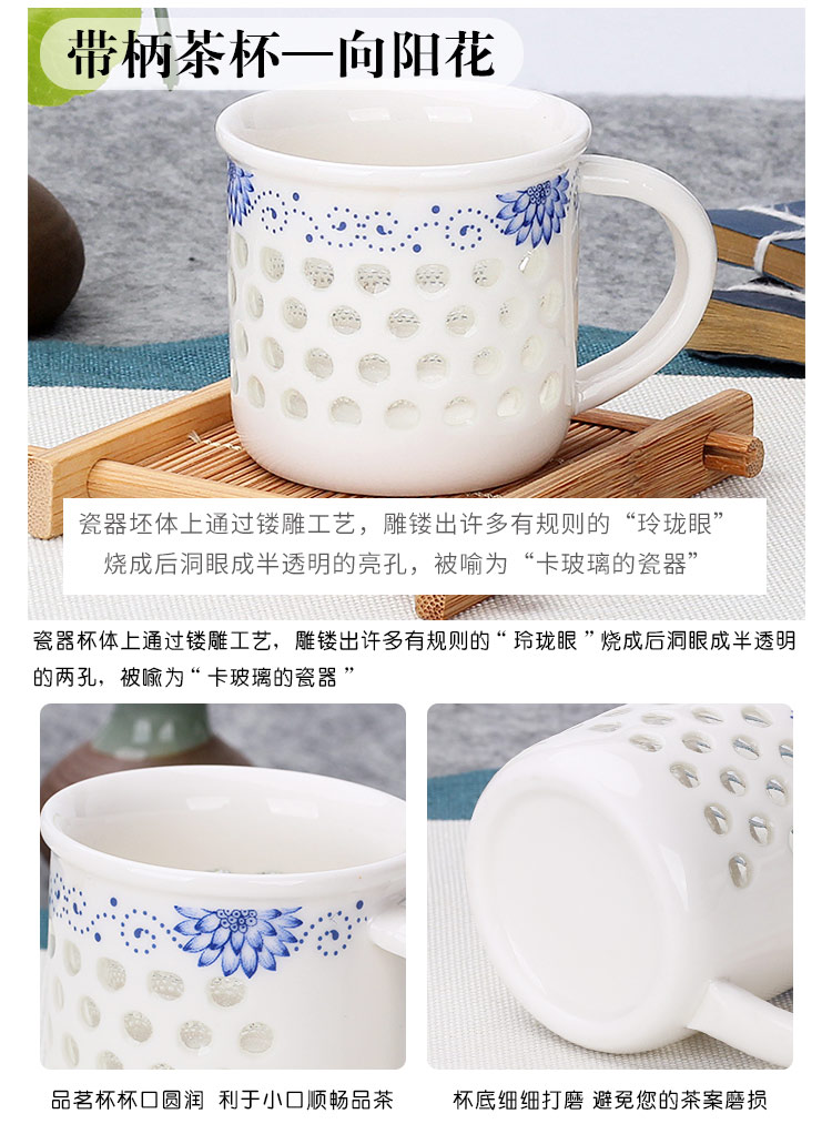 Leopard lam, kung fu small ceramic cups of tea light bowl home a single master sample tea cup purple sand cup blue and white porcelain tea