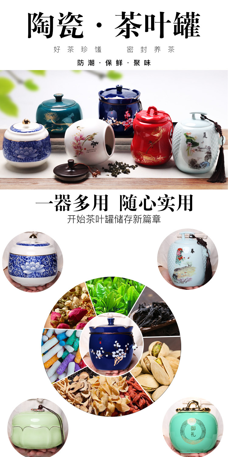 Leopard lam POTS sealed ceramic pot tea caddy fixings tank receives the tea box box of large household