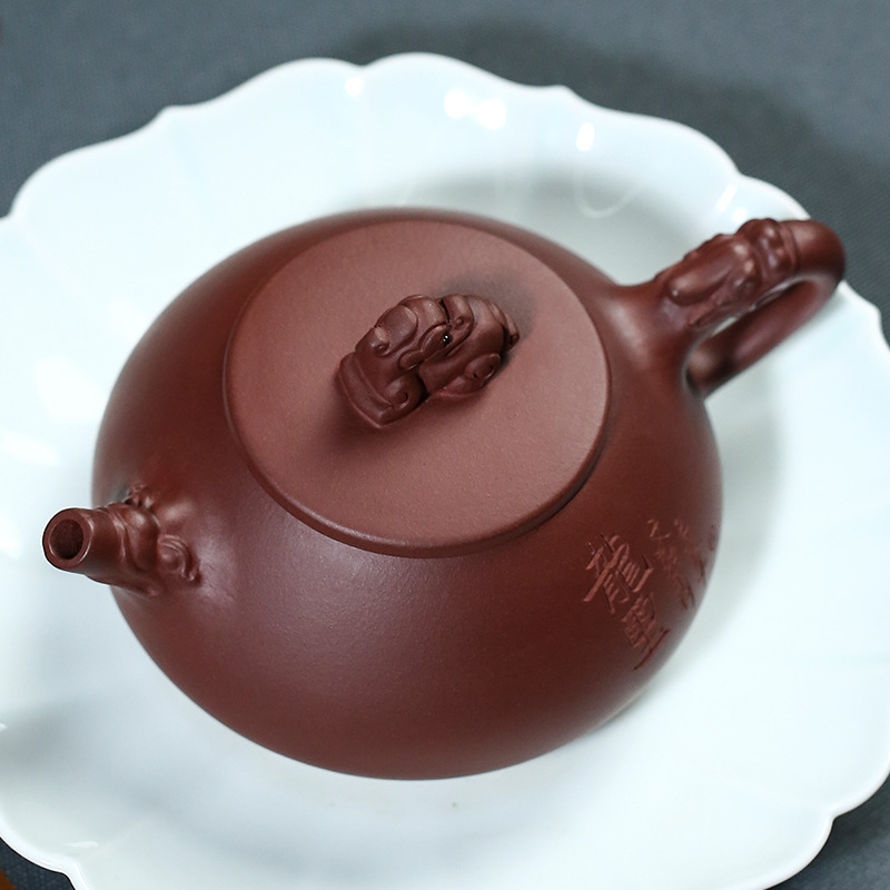 Leopard lam it yixing undressed ore purple clay teapot Long Xi stone gourd ladle pot famous pure manual household teapot