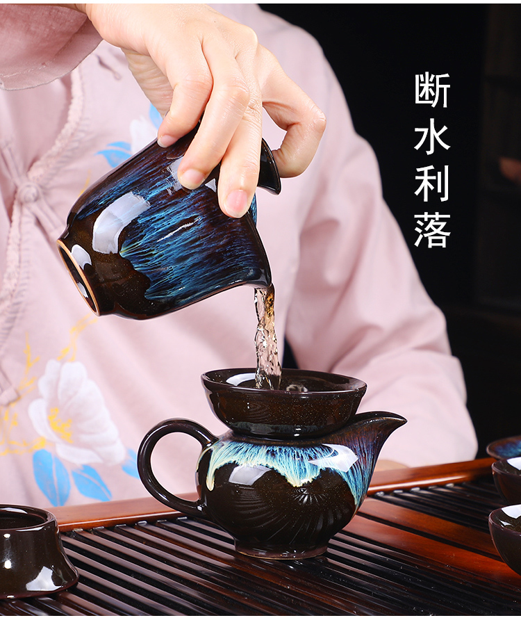 Leopard lam, up built light tea suit household temmoku glaze ceramic teapot masterpieces kung fu tea cup, tea