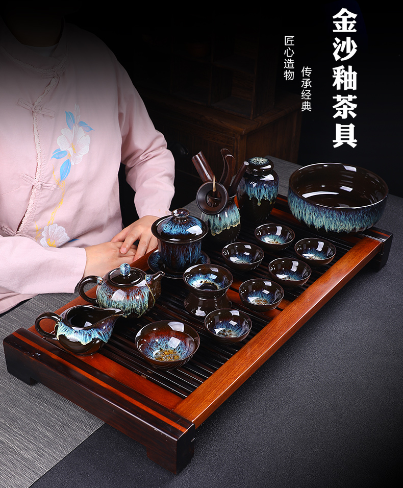 Leopard lam, up built light tea suit household temmoku glaze ceramic teapot masterpieces kung fu tea cup, tea
