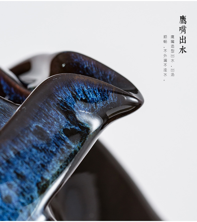 Leopard lam, up built light tea suit household temmoku glaze ceramic teapot masterpieces kung fu tea cup, tea