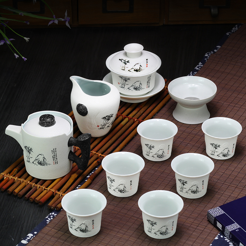 Leopard lam, household snowflakes kung fu tea set ceramic dry tea cups dish suits for Japanese contracted small tea sets tea sea