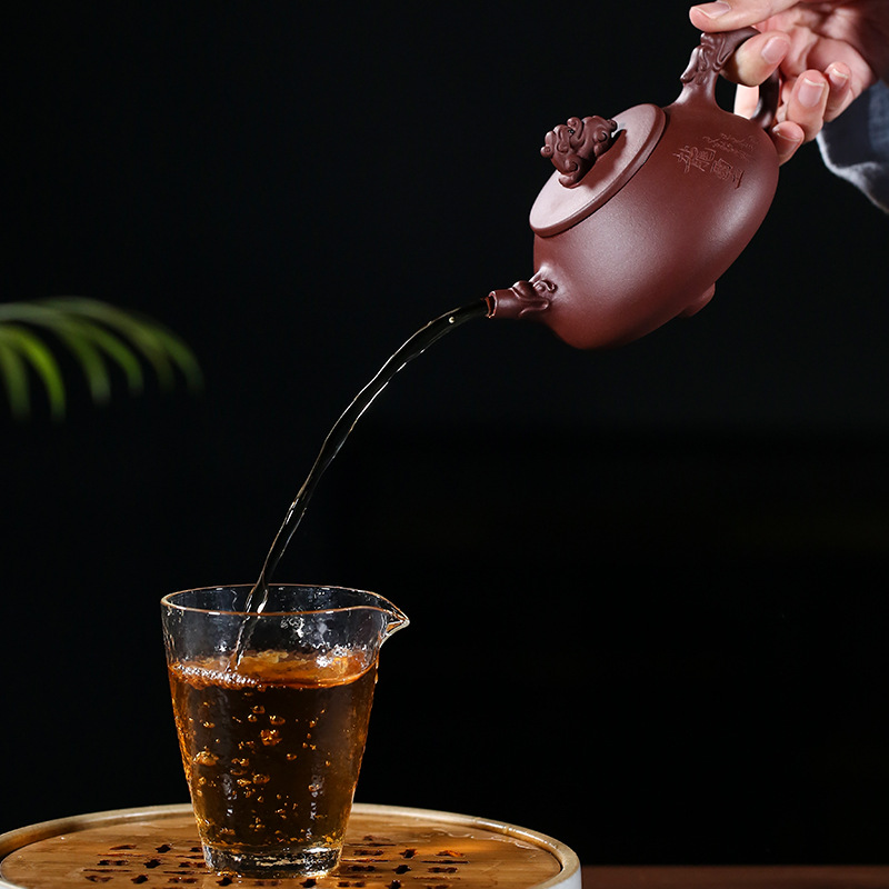 Leopard lam it yixing undressed ore purple clay teapot Long Xi stone gourd ladle pot famous pure manual household teapot