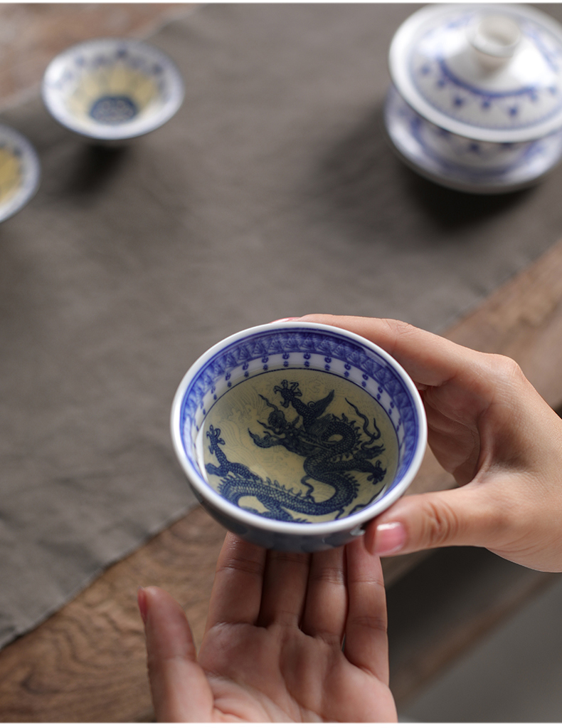 Leopard lam, 10 hat to restoring ancient ways of Japanese master kung fu tea cups ceramics cup single tea light blue and white porcelain sample tea cup