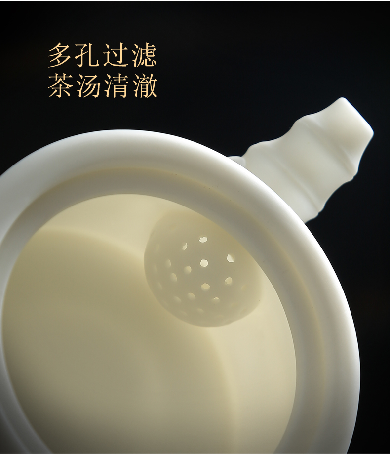 Leopard lam suet jade unglazed biscuit firing delicate bamboo pot of dehua white porcelain household manual single pot box gift sets