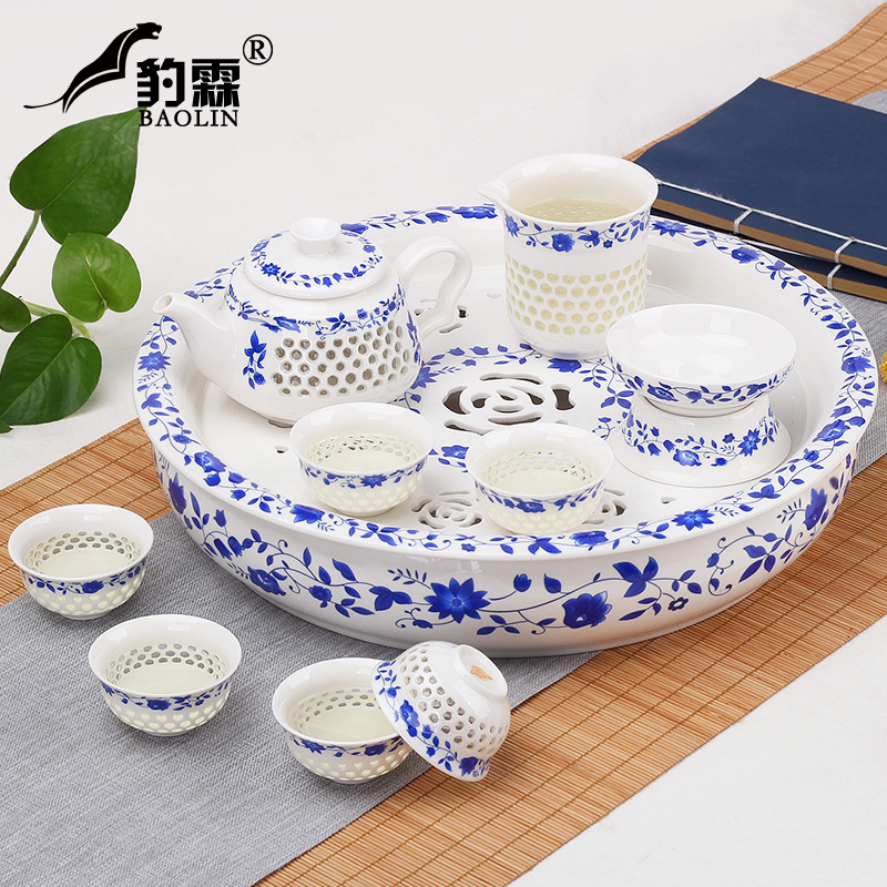 Creative ceramic kung fu tea set tea tray household saucer plate of small tea table storage contracted simple Japanese car
