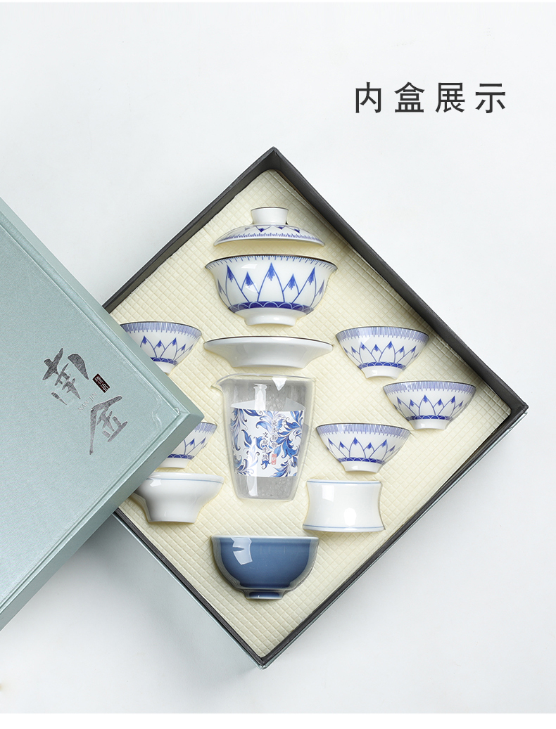 Leopard lam, white porcelain tea set household contracted tureen tea cups kung fu tea set ceramic tea POTS bowl
