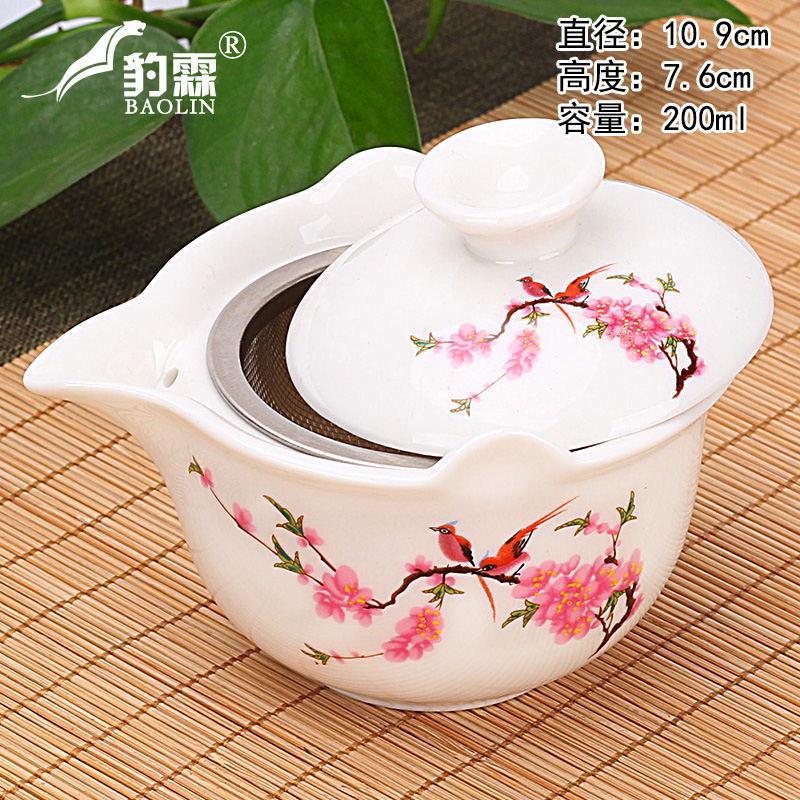 Violet arenaceous pure manual tureen to use large single three cups to make tea white porcelain kung fu tea set jingdezhen lid