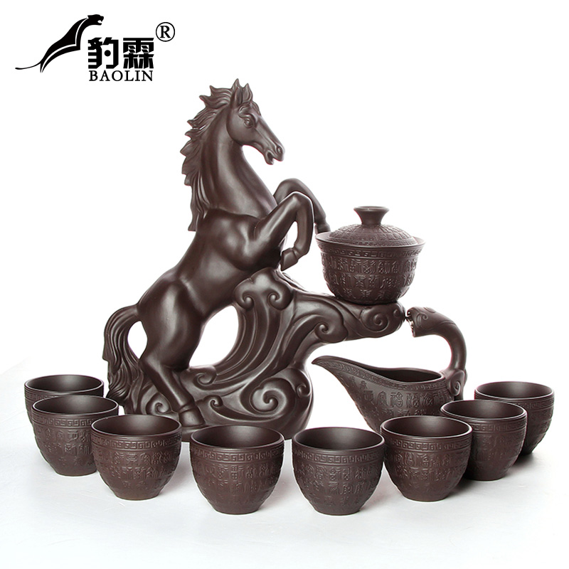 Leopard lam, semi - automatic blunt tea ware all lazy kung fu tea set home stone mill zisha teapot success