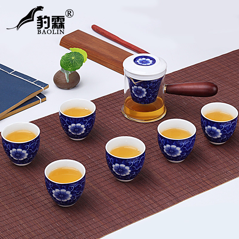 The early panther black tea glass tea cup is elder brother up kung fu tea set household ceramic teapot tea tea art is The living room