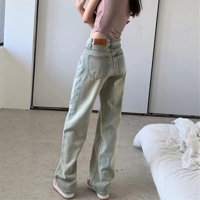 American Retro High Street Narrow Wide-Leg Jeans for Women, Spring and Autumn, Plus Size, Loose Straight High-Waisted Drapey Pants American Retro High Street Narrow Wide-Leg Jeans for Women, Spring and Autumn, Plus Size, Loose Straight High-Waisted Drapey Pants