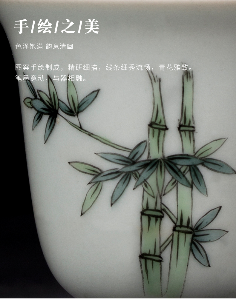 Clock home up hand - made master cup kung fu tea set single CPU archaize ceramic cups, small tea green glaze by patterns