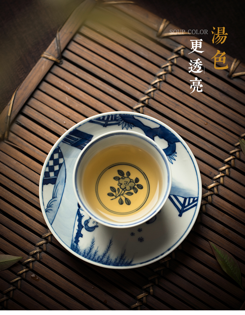 Antique clock home up jingdezhen blue and white set of cups and saucers manual hand - made creative masters cup a cup of tea with cups and saucers