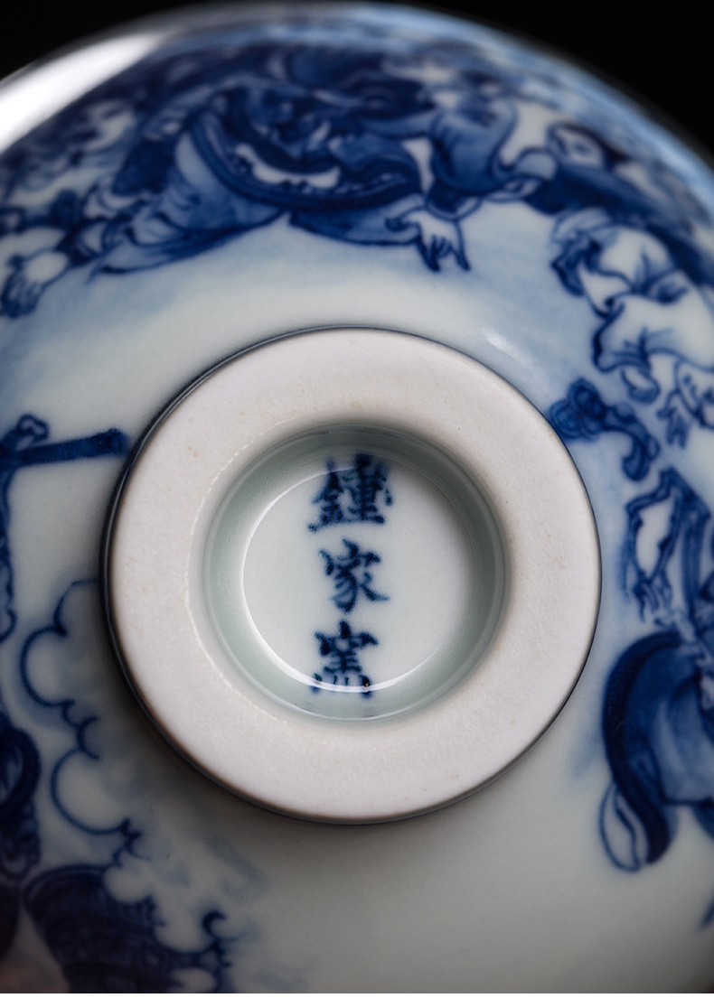 Clock home up jingdezhen blue and white characters maintain master CPU high - grade ceramic kung fu tea tea cup make the sky