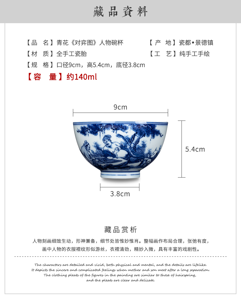 Bell up to burn the host of single CPU right as blue and white maintain hand - made ceramic figure items cup kunfu tea cups