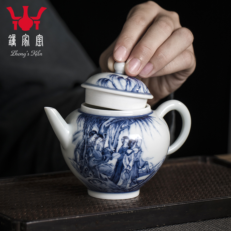 Clock home up household porcelain jingdezhen ceramic teapot hand - drawn characters maintain little teapot kunfu tea CiHu single pot