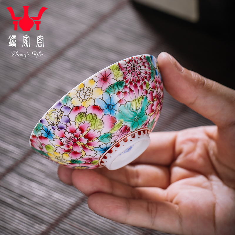 Clock home jingdezhen up enamel masters cup manual pastel colored enamel tea cup flower cup cup single CPU