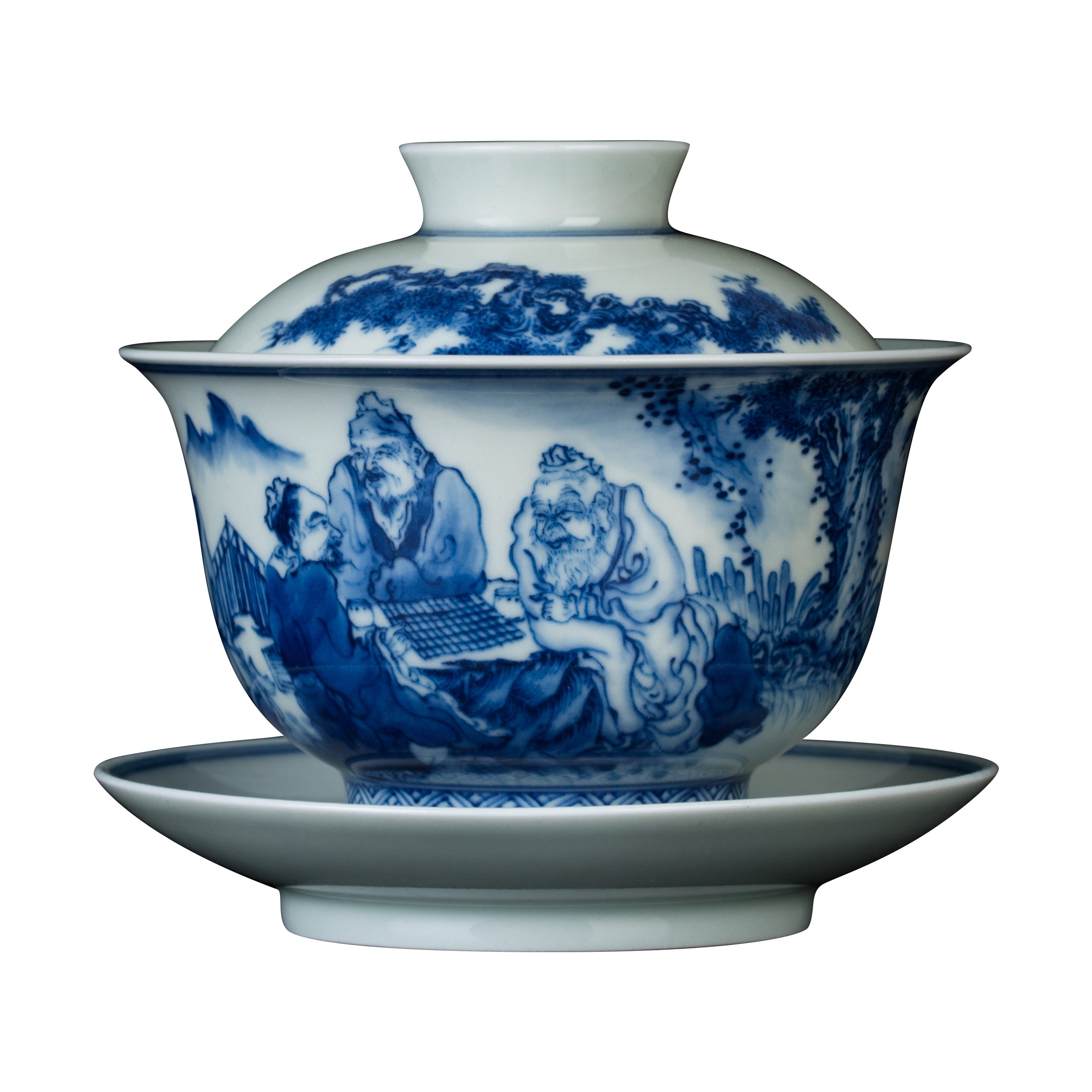 Clock home up tureen single three cups to use right as jingdezhen porcelain maintain figure character kung fu tea bowl
