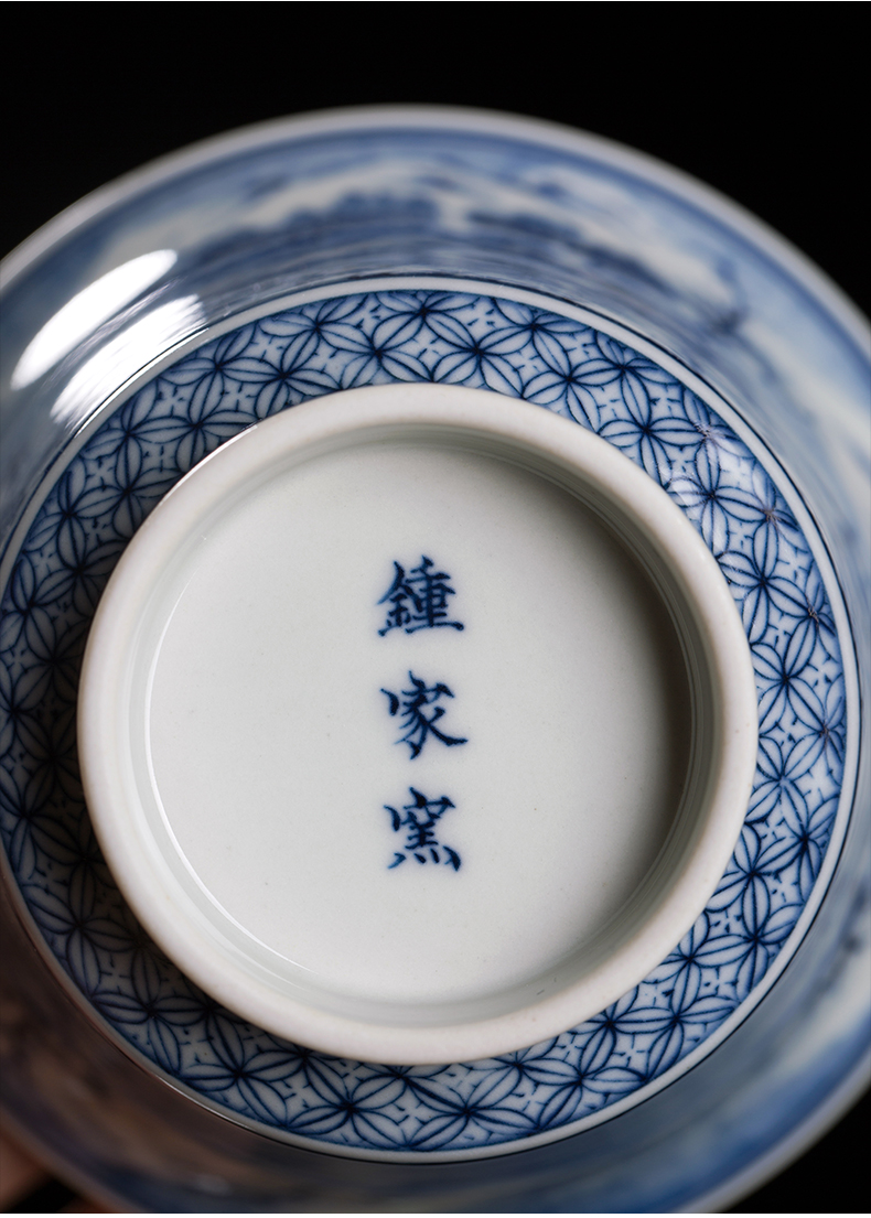 Clock home up tureen jingdezhen blue and white maintain manual landscape tea bowl of blue and white porcelain tea set. A single three cups