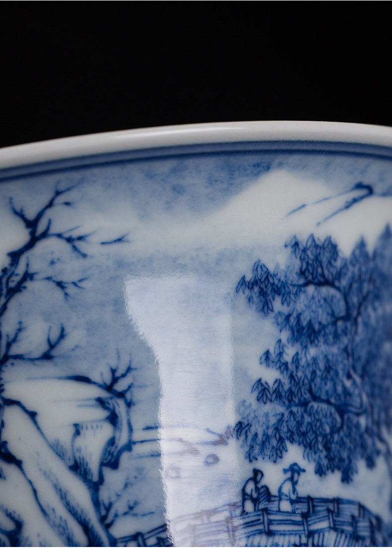 Clock home up tureen jingdezhen blue and white maintain manual landscape tea bowl of blue and white porcelain tea set. A single three cups