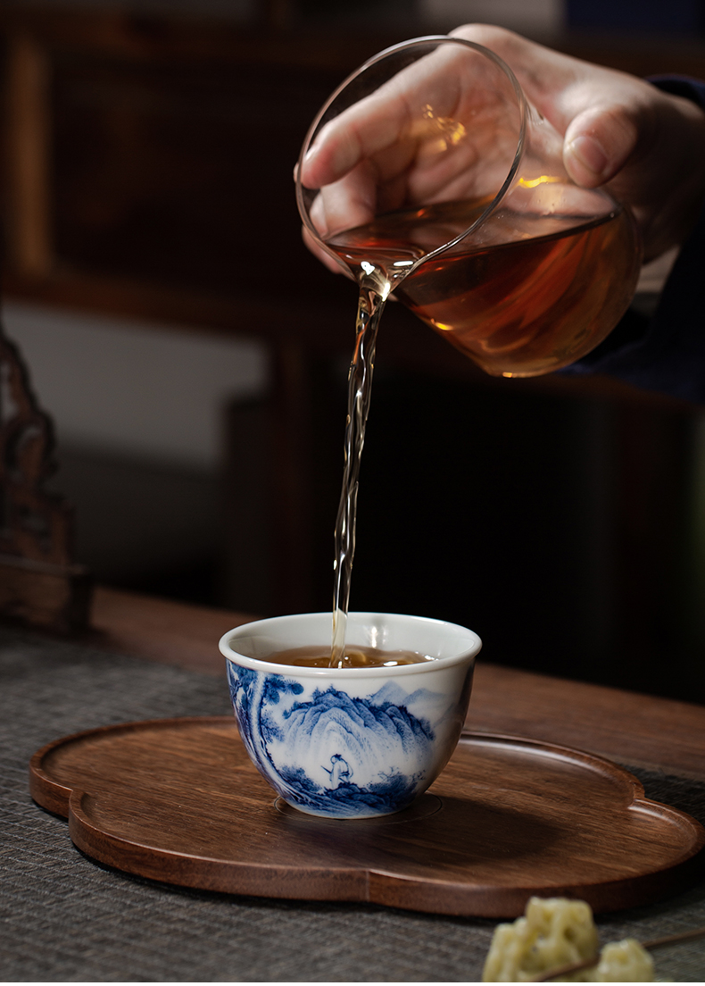 Clock home trade, one cup of jingdezhen porcelain maintain internal and external landscape small ceramic cups kung fu tea set personal single CPU