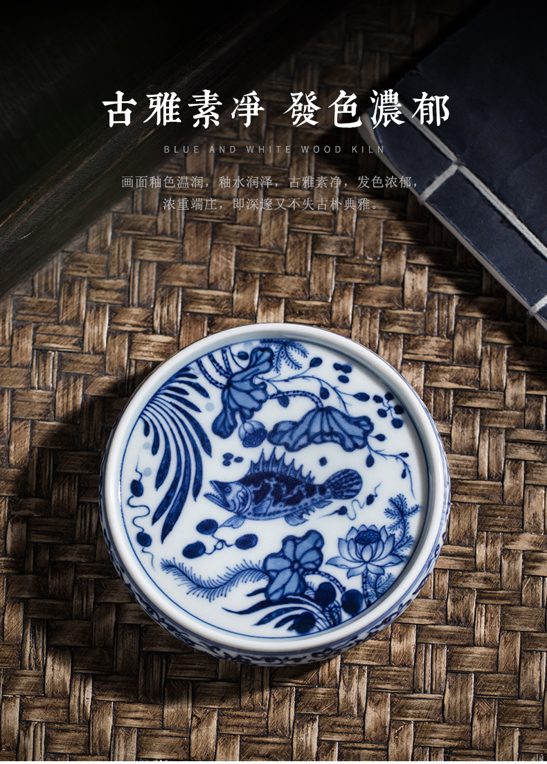 Clock home up cover place jingdezhen hand - made mackerel algae lines cover a kongfu tea accessories teapot lid cup