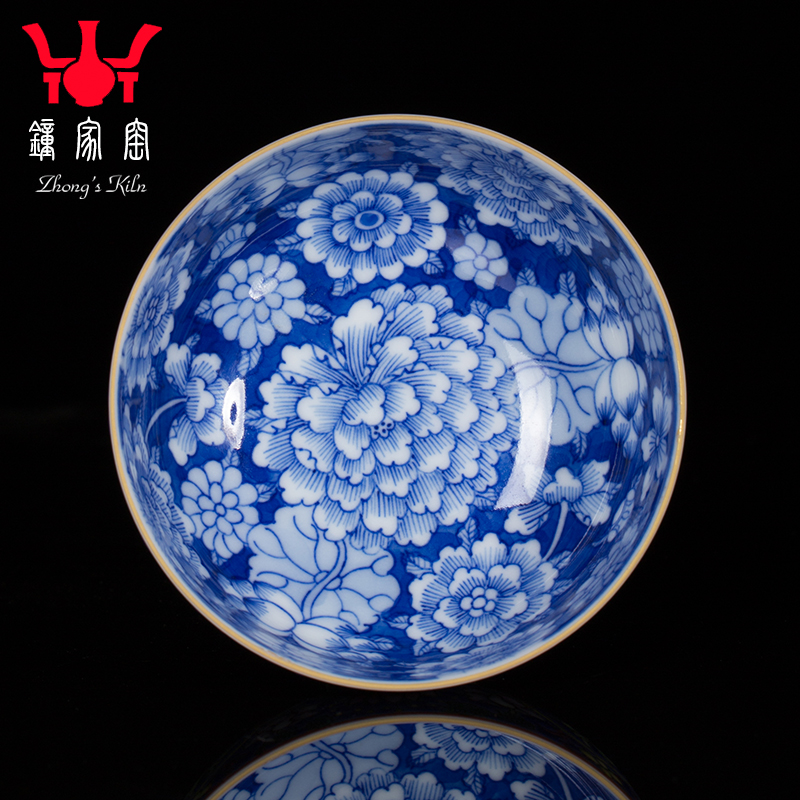 Clock home up hand - made decorative pattern colored enamel cup tie up branches triangle flowers pattern circle blue and white flower cup all hand of jingdezhen tea service master