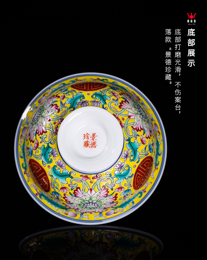 Clock at jingdezhen up tureen single hand, hand draw colored enamel high - end kung fu tea set three bowl of the big cups