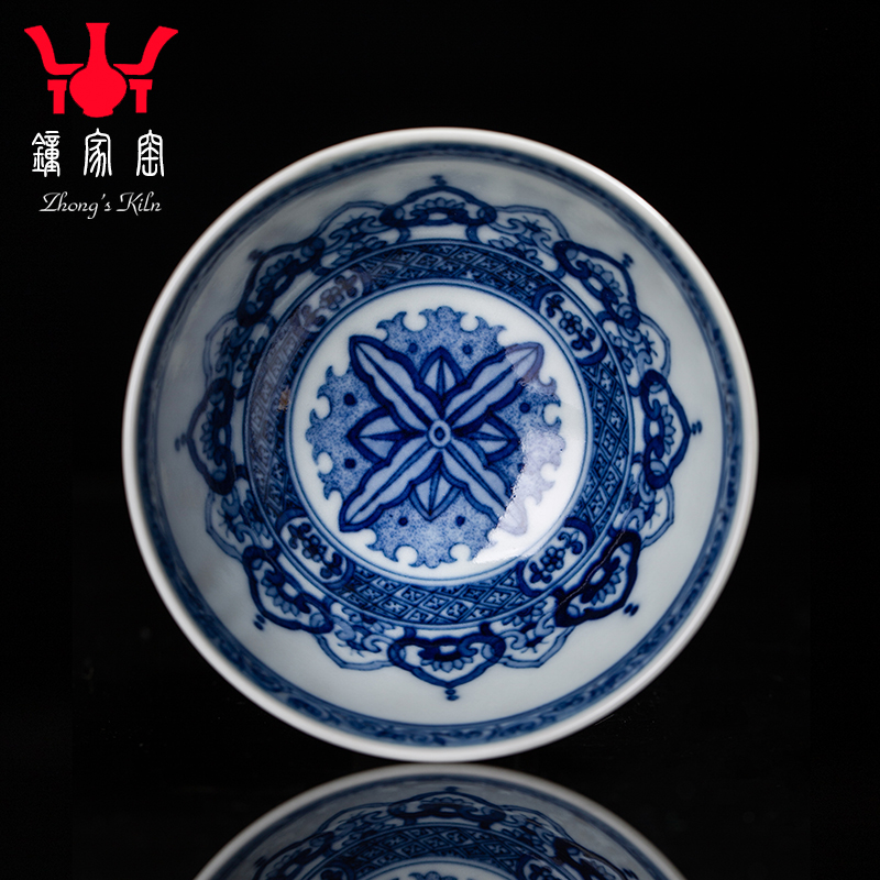 Clock sample tea cup home up jingdezhen blue and white for lotus tea set manually maintain triangle flowers pattern circle like flower master cup single CPU