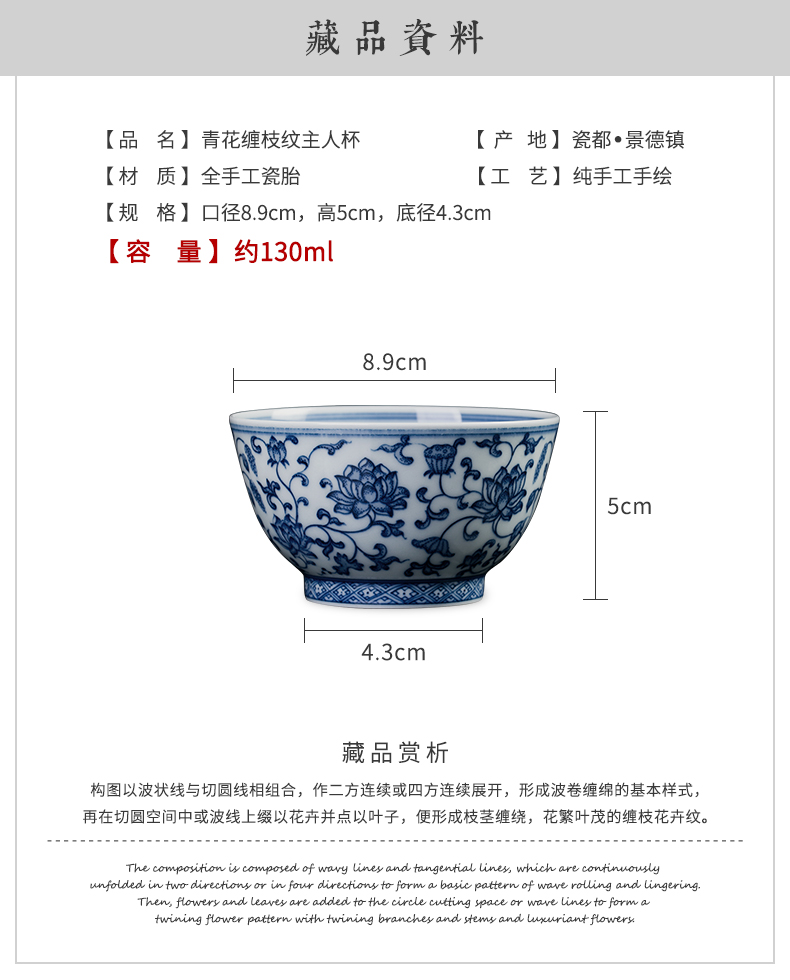 Maintain master clock home up CPU single CPU hand - made porcelain teacup pure manual jingdezhen tea lotus flower small tea cups