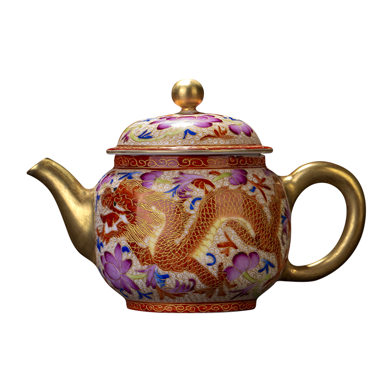 Home teapot bell up with jingdezhen ceramic tea machine manual kung fu tea set wire inlay enamel see colour ssangyong 's big teapot
