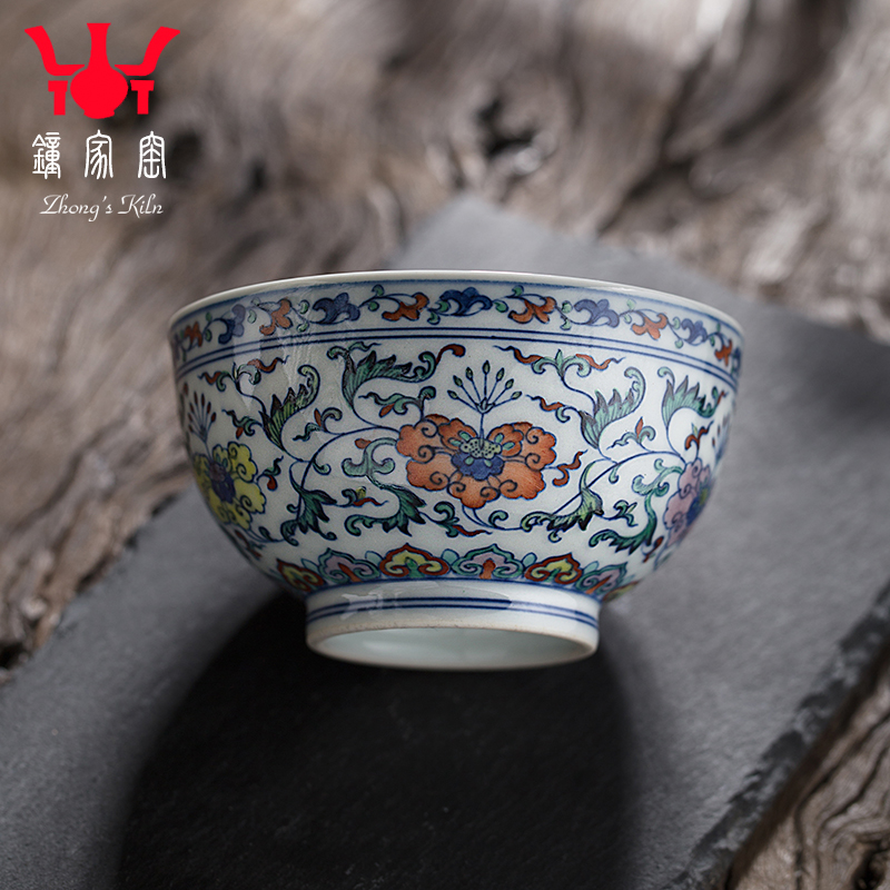 Clock home trade, one cup of single CPU jingdezhen maintain chenghua bucket colors branch pattern kung fu tea cup personal cup